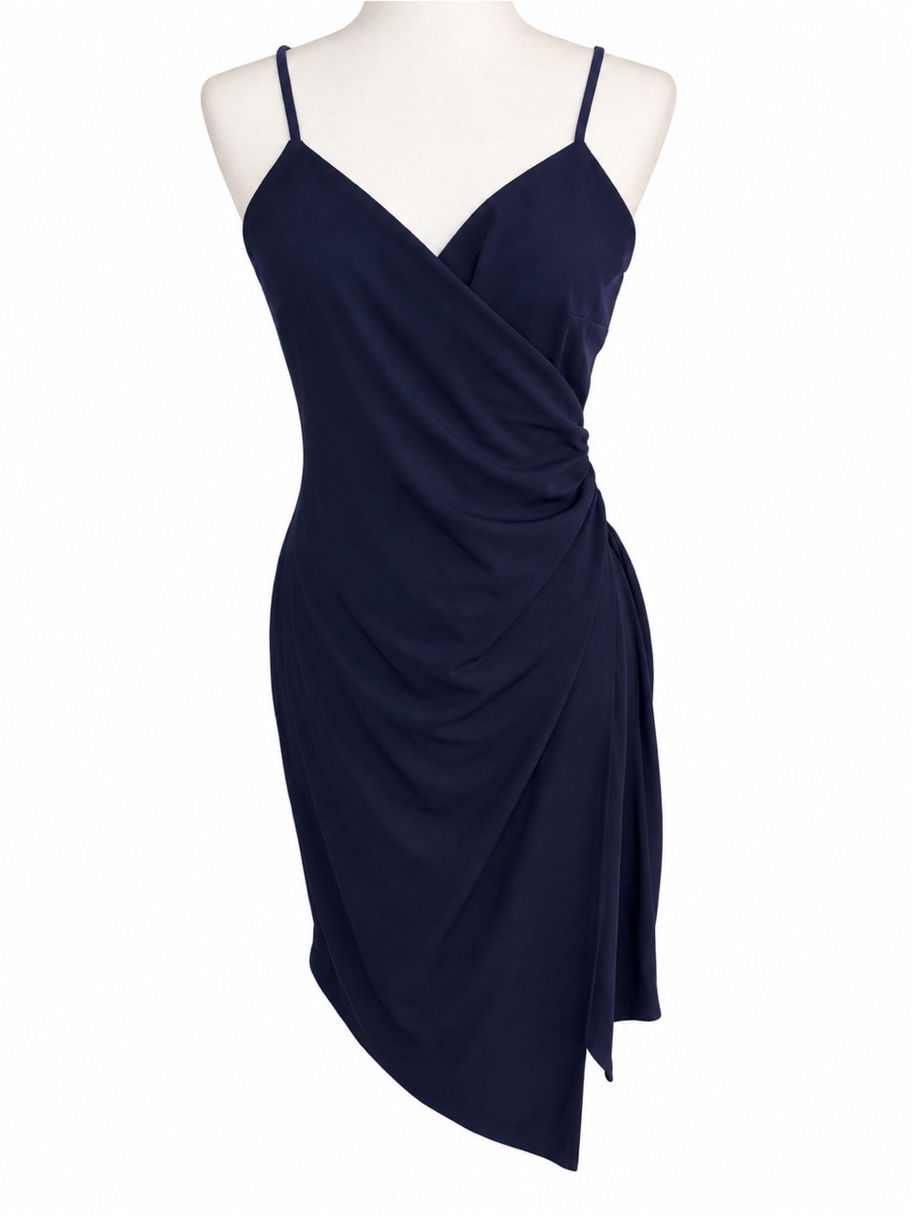 NWT Altar’d State Navy Ruched Faux Wrap Midi Dress Size S